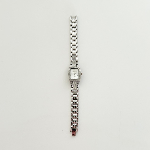 Charter Club silver analog watch oblong rhinestone crystal rectangular square - Picture 2 of 4